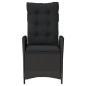 Preview: 3-tlg. Bistro-Set mit Kissen Schwarz Poly Rattan