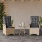 Preview: ARDEBO.de - 3-tlg. Bistro-Set mit Kissen Beigemischung Poly Rattan