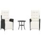 Preview: 3-tlg. Bistro-Set mit Kissen Schwarz Poly Rattan
