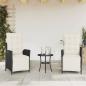 Preview: 3-tlg. Bistro-Set mit Kissen Schwarz Poly Rattan