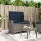 Preview: ARDEBO.de - Gartenbank Verstellbar mit Kissen Grau Poly Rattan