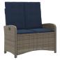 Preview: Gartenbank Verstellbar mit Kissen Grau Poly Rattan