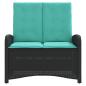 Preview: Gartenbank Verstellbar mit Kissen Schwarz Poly Rattan