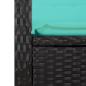Preview: Gartenbank Verstellbar mit Kissen Schwarz Poly Rattan
