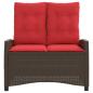 Preview: Gartenbank Verstellbar mit Kissen Braun Poly Rattan