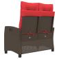 Preview: Gartenbank Verstellbar mit Kissen Braun Poly Rattan