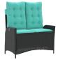 Preview: Gartenbank Verstellbar mit Kissen Schwarz Poly Rattan