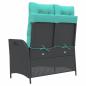 Preview: Gartenbank Verstellbar mit Kissen Schwarz Poly Rattan