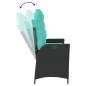 Preview: Gartenbank Verstellbar mit Kissen Schwarz Poly Rattan