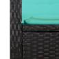Preview: Gartenbank Verstellbar mit Kissen Schwarz Poly Rattan