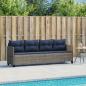 Preview: Sonnenliege mit Kissen Grau Poly Rattan
