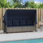Preview: Sonnenliege mit Dach und Kissen Grau Poly Rattan