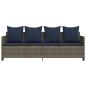 Preview: Sonnenliege mit Kissen Grau Poly Rattan