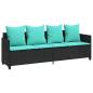 Preview: ARDEBO.de - Sonnenliege mit Kissen Schwarz Poly Rattan