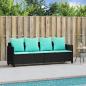Preview: Sonnenliege mit Kissen Schwarz Poly Rattan