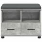 Preview: Flurbank Beton Grau 60 x 38 x 46 cm Spanplatte und Polsterstoff