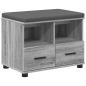 Preview: Flurbank mit Kissen mit Speicher Graues Sonoma 60 x 38 x 46 cm
