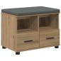 Preview: Flurbank mit Kissen mit Speicher Artisan-Eiche 60 x 38 x 46 cm