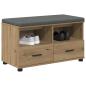 Preview: Flurbank mit Kissen mit Speicher Artisan-Eiche 80 x 38 x 46 cm