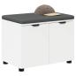 Preview: Flurbank mit Kissen mit Speicher mit Tür Weiß 60 x 38 x 46 cm