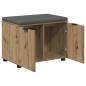 Preview: Flurbank mit Kissen mit Speicher Artisan-Eiche 60 x 38 x 46 cm