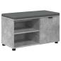 Preview: Flurbank mit Kissen Uni Beton Grau 80 x 38 x 46 cm