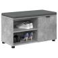 Preview: Flurbank mit Kissen Uni Beton Grau 80 x 38 x 46 cm