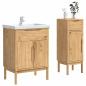 Preview: Badezimmermöbel-Set 2 pcs Wachsbraun Massives Kiefernholz