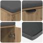 Preview: Flurbank mit Kissen mit Speicher Artisan-Eiche 80 x 38 x 46 cm