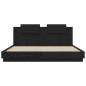 Preview: Bettgestell mit Kopfteil Schwarz Eichen-Optik 200 x 200 cm