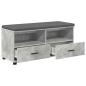 Preview: Flurbank mit Kissen mit Schubladen Beton Grau 100 x 38 x 46 cm