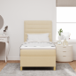 Preview: Boxspringbett mit Matratze mit Kopfteil Creme 90 x 190 cm Stoff