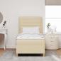 Preview: Boxspringbett mit Matratze mit Kopfteil Creme 90 x 190 cm Stoff