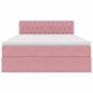 Preview: Aufbewahrungsbett mit Matratze Rosa 140 x 190 cm Samt