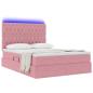 Preview: Bett mit Stauraum und LED mit Matratze Rosa 140 x 190 cm Samt