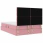 Preview: Bett mit Stauraum und LED mit Matratze Rosa 140 x 190 cm Samt