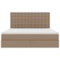 Preview: Bett mit Stauraum und LED Cappuccino 160 x 200 cm Kunstleder