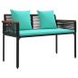 Preview: Gartenmöbel Set mit Kissen 4 pcs Schwarz und Türkis PE-Rattan