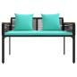 Preview: Gartenmöbel Set mit Kissen 4 pcs Schwarz und Türkis PE-Rattan