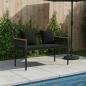 Preview: ARDEBO.de - Bank Outdoor mit Kissen Schwarz 117 x 54 x 74,5 cm Poly-Rattan