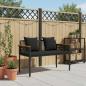 Preview: Bank Outdoor mit Kissen Schwarz 117 x 54 x 74,5 cm Poly-Rattan