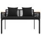 Preview: Bank Outdoor mit Kissen Schwarz 117 x 54 x 74,5 cm Poly-Rattan