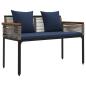 Preview: Bank Outdoor Grau und Marineblau 117 x 54 x 74,5 cm Poly-Rattan