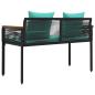 Preview: Bank Outdoor Schwarz und Türkis 117 x 54 x 74,5 cm Poly-Rattan