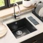 Preview: ARDEBO.de - Waschbecken 80% Quarz und 20% Harz 430 x 460 mm Schwarz