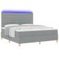 Preview: LED Boxspringbett mit Matratze Hellgrau 180 x 200 cm Stoff