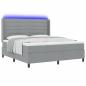 Preview: LED Boxspringbett mit Matratze Hellgrau 180 x 200 cm Stoff