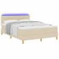 Preview: LED Boxspringbett mit Matratze mit LED Creme 160 x 200 cm Stoff