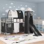 Preview: Kinderloftbett Schwarz 74,5 x 190 cm Metall