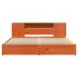 Preview: Bücherregal Bettgestell mit Kopfteil Wachsbraun 200 x 200 cm